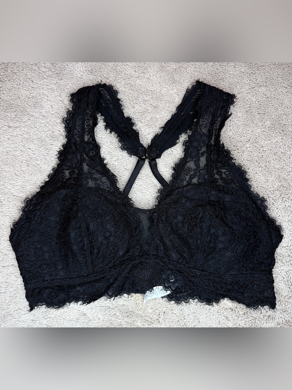 Aerie Black Lace Bralette Criss-Cross Straps Size S Small EEUC